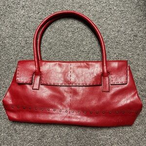 Red faux leather shoulder bag with stud detail and magnetic closure #glam #date